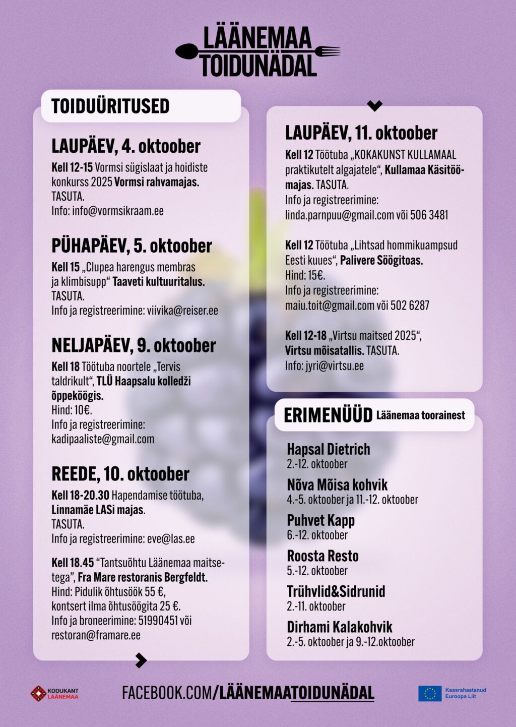 Läänemaa Toidunädal 2025 ajakava